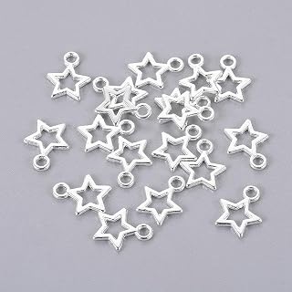 Silver Star Charms Tibetan Style Alloy Stars Metal Pendants for Jewellery Making Necklace Bracelet Earrings Crafts Hanging Decorations 100pcs