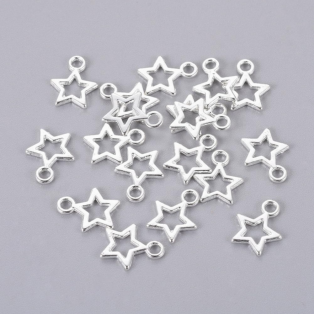 Silver Star Charms Tibetan Style Alloy Stars Metal Pendants for Jewellery Making