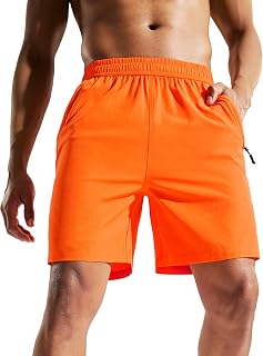 MIER Pantaloncini da corsa da uomo ad asciugatura rapida con tasca con cerniera, elastico in vita atletica, allenamento, fitness, 17,8 cm