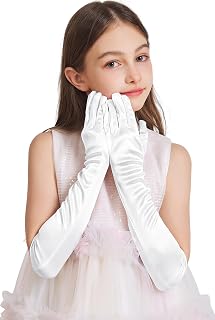 sodknow Princess Gloves for Little Girls Long Satin Costume Dress Up Gloves for Halloween Birthday Costume Cosplay