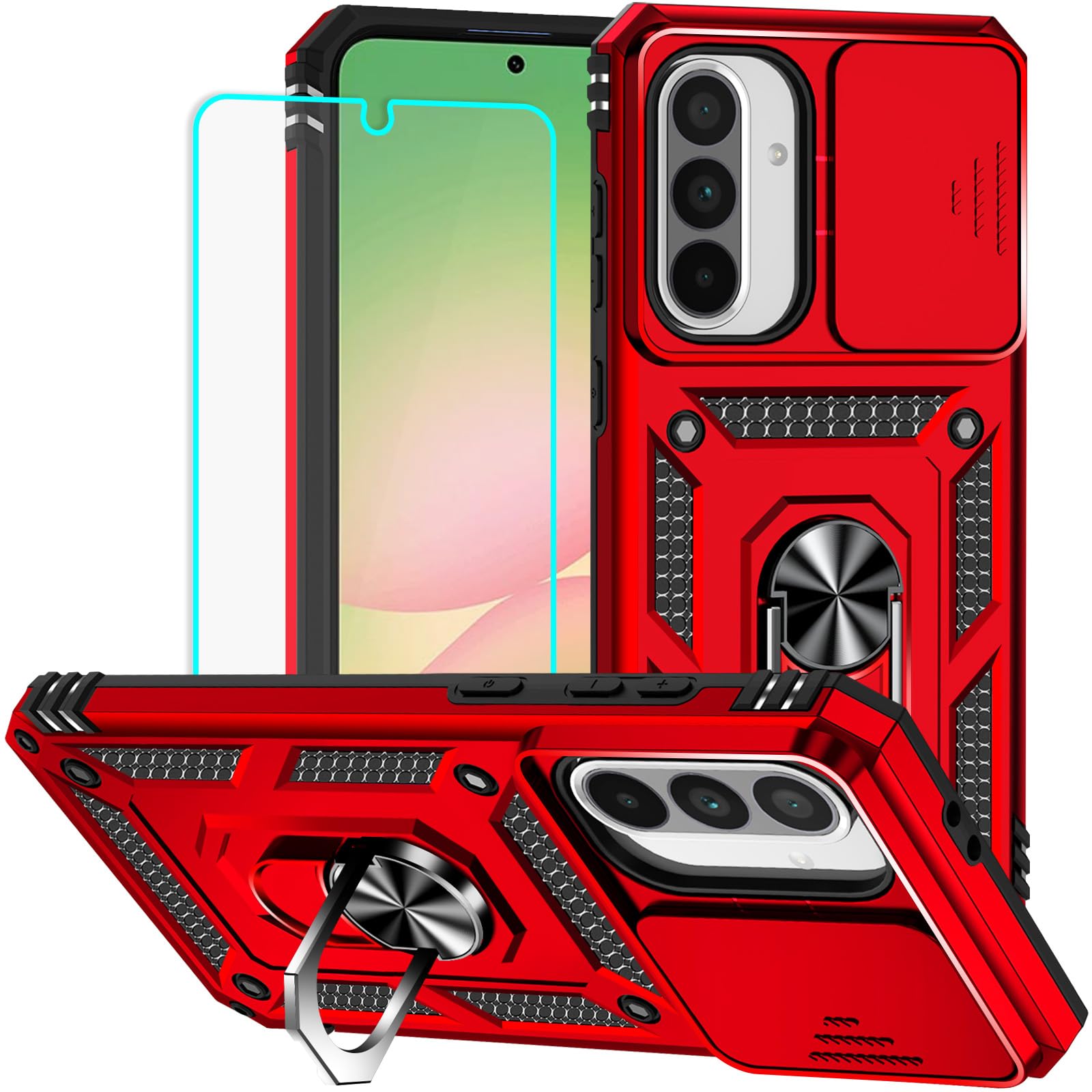 HNHYGETE for Galaxy A37/A36/A56 5G Phone Case with Screen Protector: [Military G