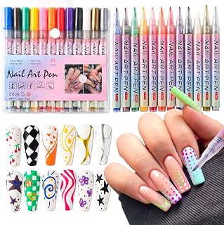 Nail Art Pens for Painting Nails, 12 Colors Nail Art Markers Gel Polish Pen