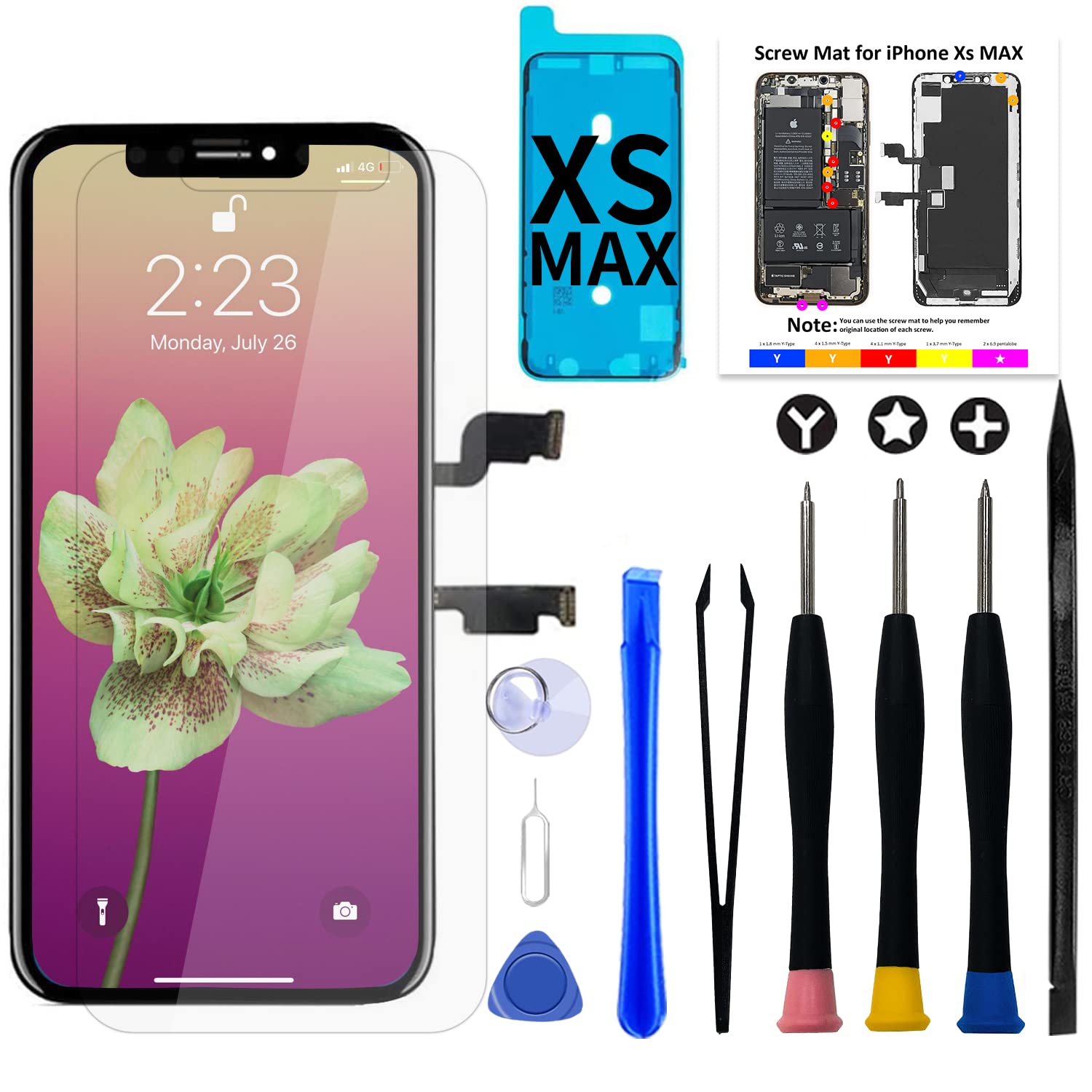 Brinonac LCD iPhone Xs Max LCD Panel 6.5" with 3D Touch Front Panel Repair Repla