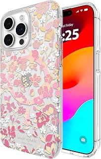 Kate Spade New York iPhone 15 Pro MAX Case Compatible with mag Safe Flower Design Pink Gradient