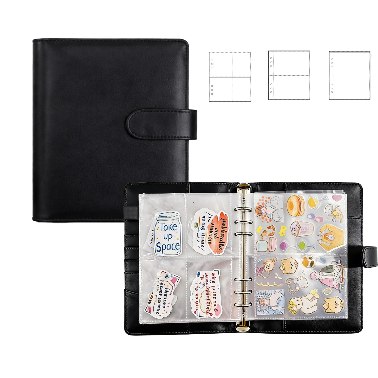 Sticker Binder Organizer with Storage Sleeves,Reusable Stickers Collecting Book 