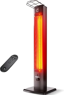 Patio Heater for Outdoor Use, 42.91" Infrared Electric Outdoor Heater, 1500W Instant Heating, Portable Space Heater, 9 Heat Levels, 9H Timer, Remote, for Garage, Backyard, Large Room, Indoor, Black