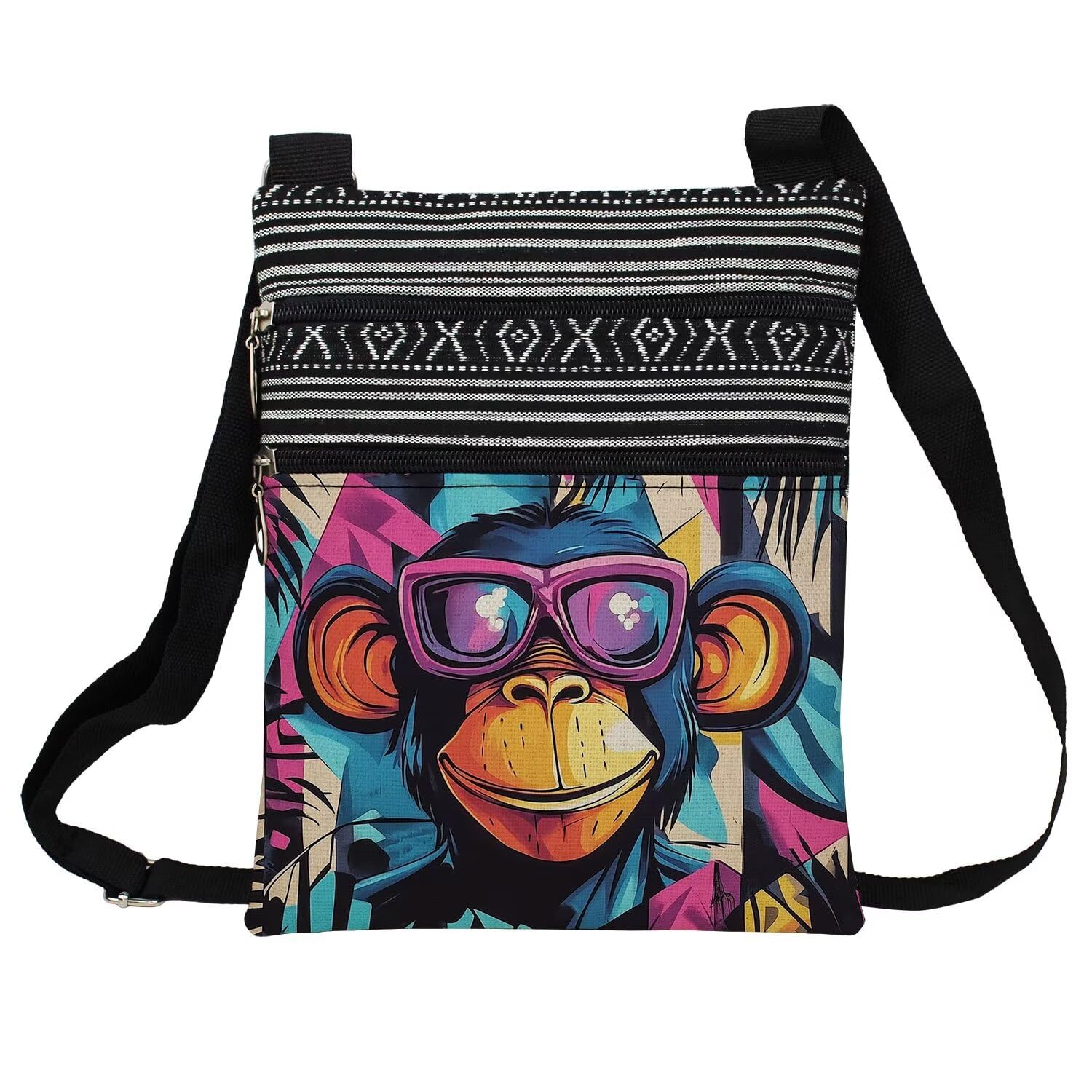 Street Art Chimpanzee Printed Small Ethnic Crossbody Bag