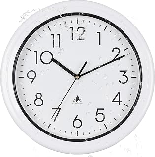 Aurowit 13 Inch Sealed Waterproof Outdoor Clock Non-Ticking Weatherproof Outdoor Wall Clocks Battery Operated Clock for Pool, Patio, Garden, Porch