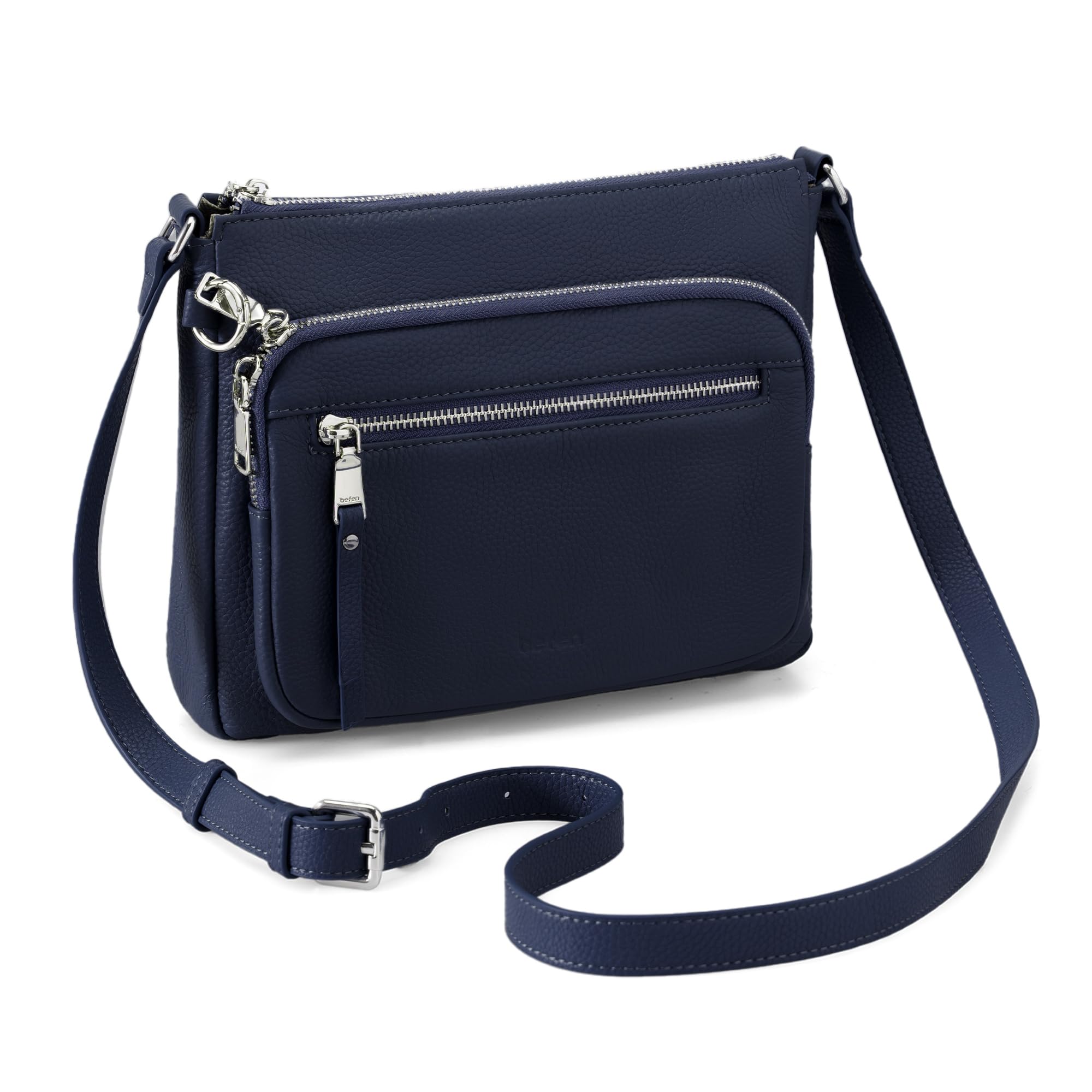 befen Anti Theft Genuine Leather Crossbody Bags for Women Built in Wallet