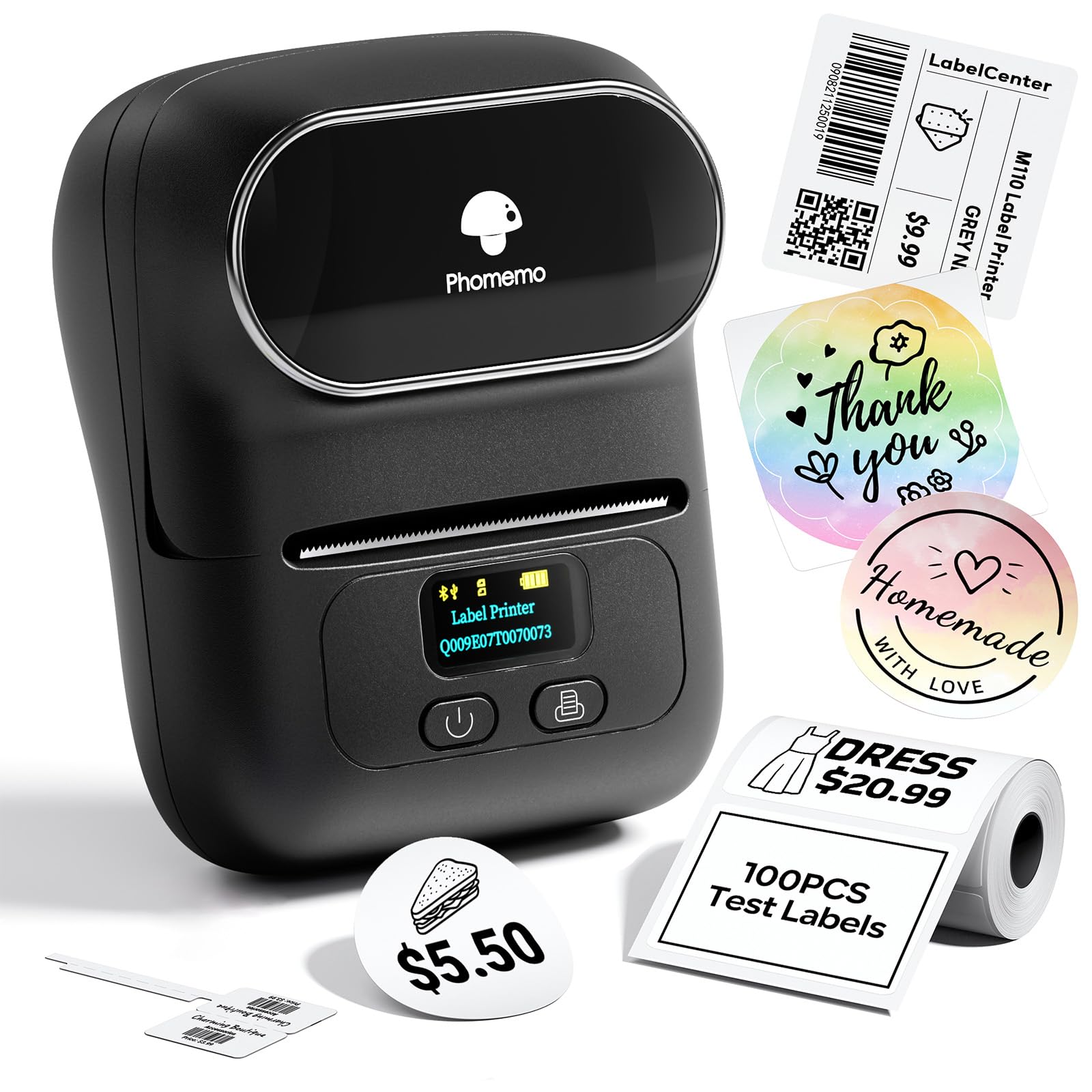 Phomemo M110 Label Makers, Portable Bluetooth Thermal Printer with Display | Eas