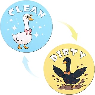 2pcs Silly Goose Dishwasher Clean Dirty Flip Magnet Sign, Double Sided Reversible Fun Magnetic Clean/Dirty Indicator for Dishwasher Refrigerator Laundry Room Home Decor(Style 2)