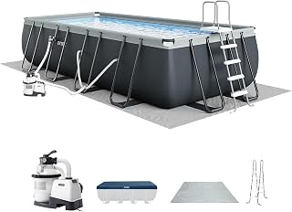 INTEX 26355EH Ultra XTR Deluxe Rectangular Above Ground Swimming Pool Set: 18ft x 9ft x 52in – Includes 1500 GPH Sand Filter Pump – SuperTough Puncture Resistant – Rust Resistant – Easy to Assemble