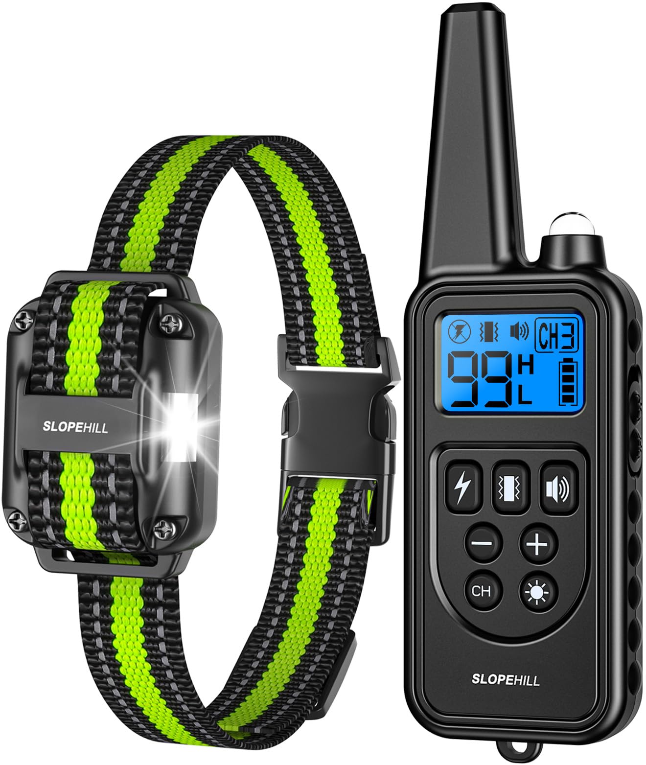 SLOPEHILL Dog Training Collar,4200FT Shock Collar for Dogs 8-140lbs,Green | IP68