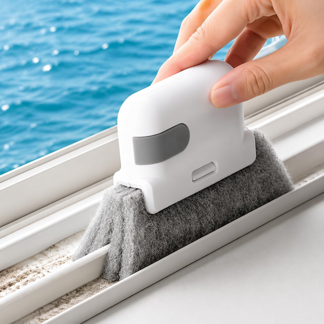 Window Track Cleaning Brush, Multi-Purpose Crevice and Frame Cleaner, Ergonomic 