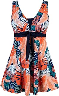 Ecupper Womens One Piece Swimdress Shaping Body Swimsuit Floral Plus Size Bathing Suit