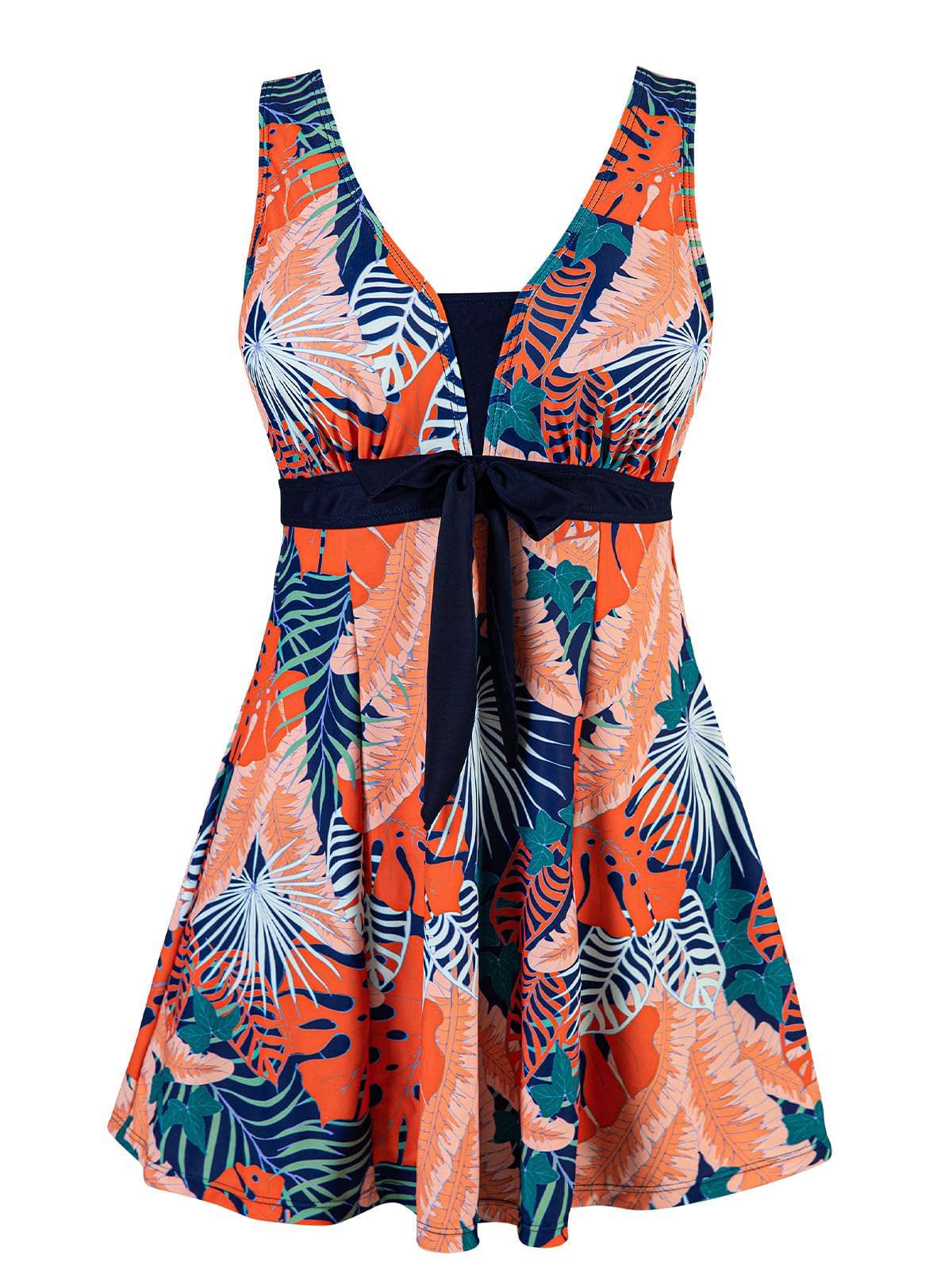 Ecupper Womens One Piece Swimdress Shaping Body Swimsuit Floral Plus Size Bathin