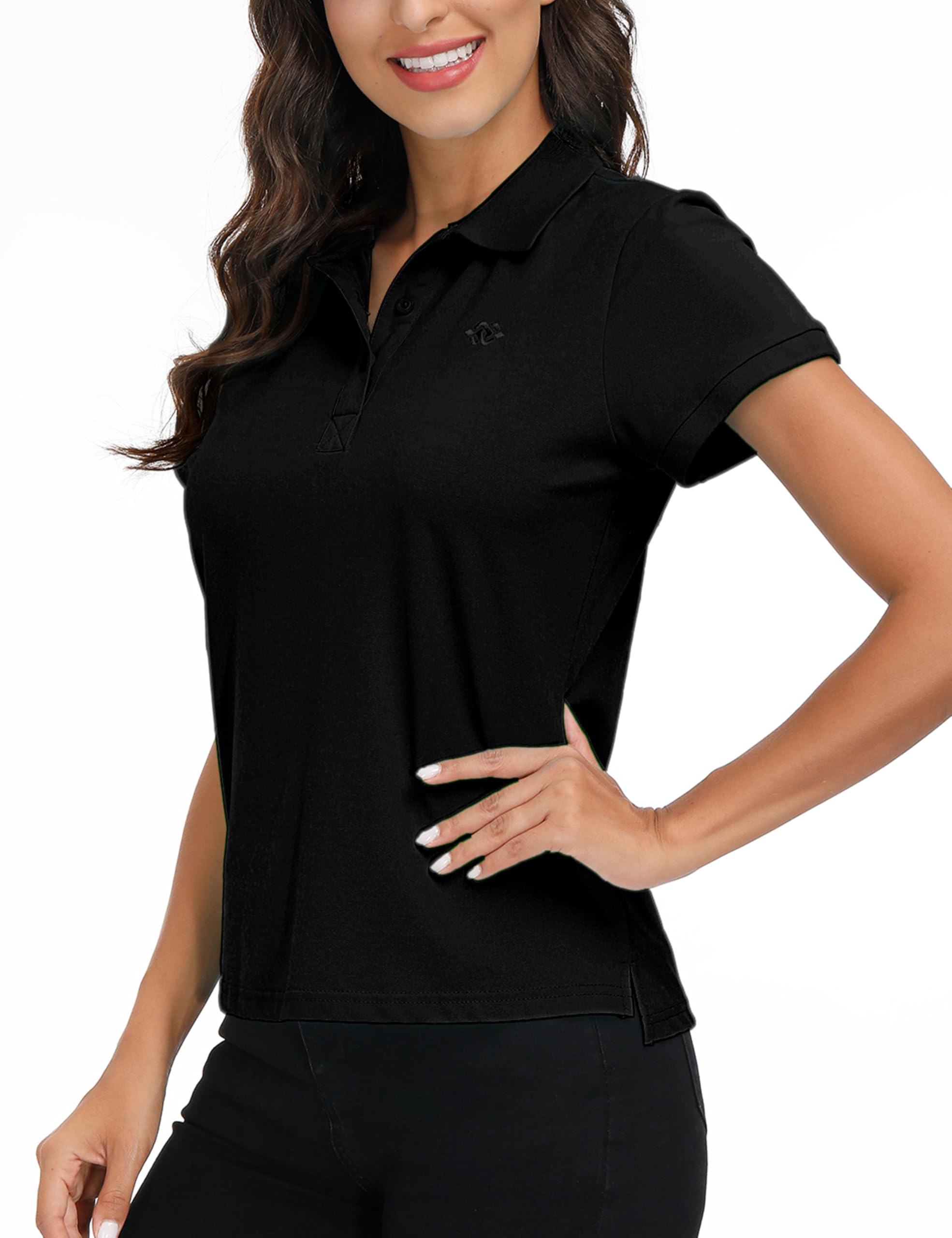 MoFiz Women Short Sleeve Polo Shirts Lady-fit Cotton Sports Golf Work Top