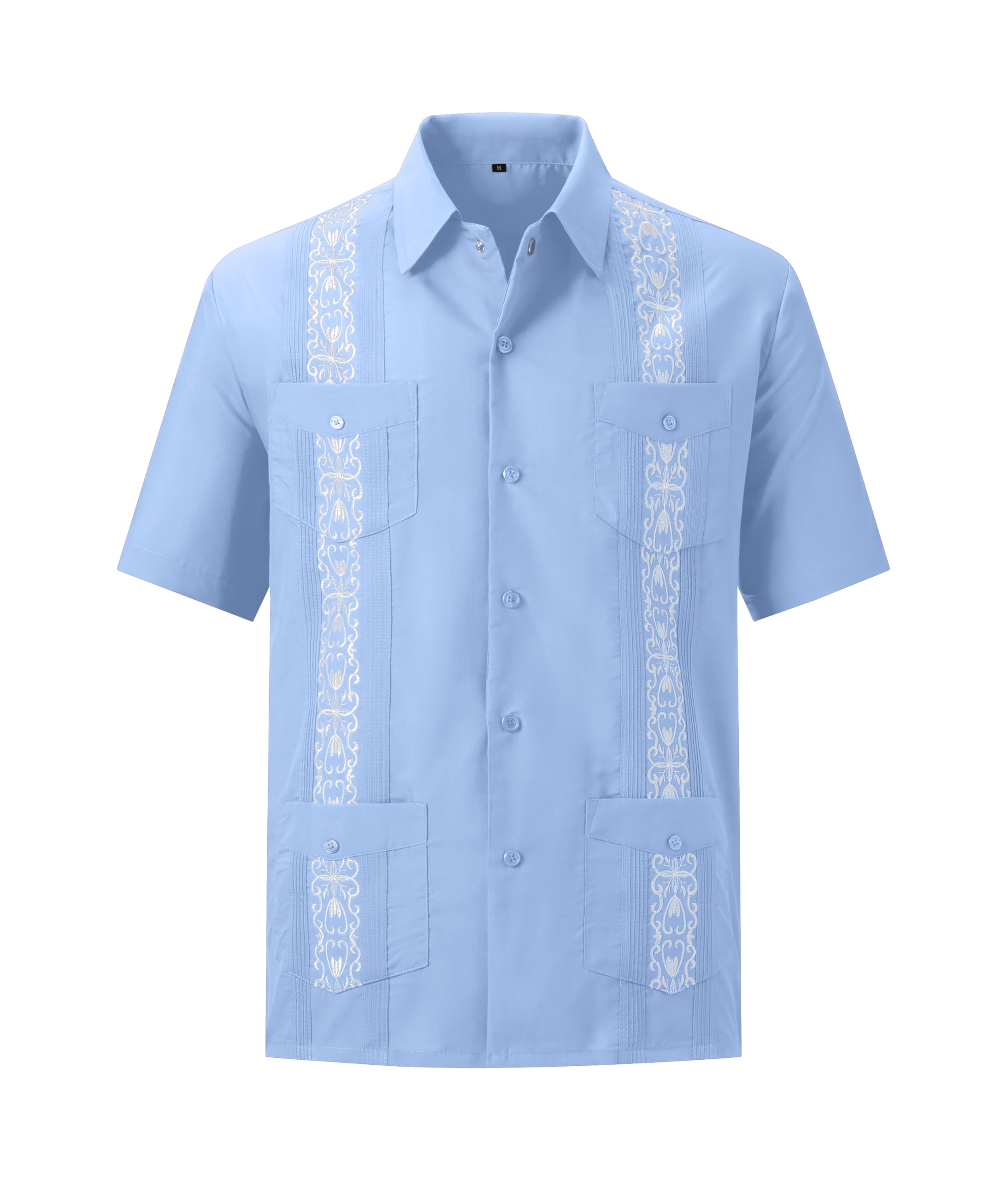 Men's Guayabera Shirts Short Sleeve Casual Snap Shirts