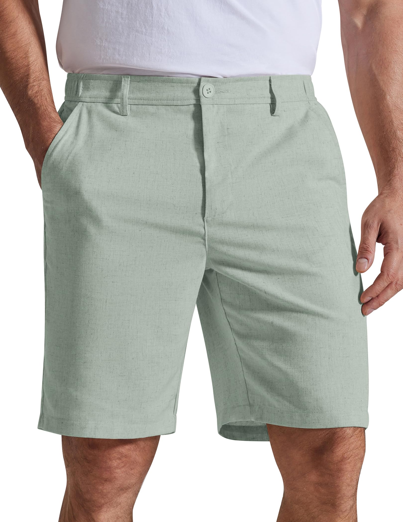 COOFANDY Pantalones cortos casuales para hombre de 9 pulgadas, parte delantera p