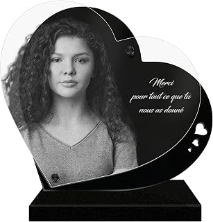 ETERNEL Personalised Memorial Plaque Perpetual Heart Text and Photo | High Quality Laser Engraving on Acrylic Glass, UV Resistant, Tribute, Burial, Grave Cemetery