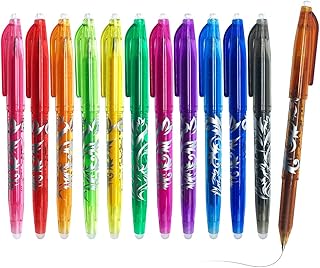 12 Erasable Gel Pens,Heat Erase for Fabric,0.5 Fine Point Ballpoint Pen