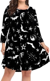 BELAROI Womens Plus Size Fall Dresses A-Line Swing 3/4 Sleeve