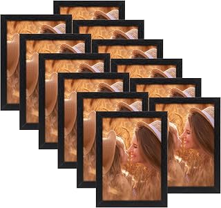 Set of 12 Black Picture Frames 13 x 18 cm Classic MDF for Photos, Pictures and Memories, Horizontal or Vertical on the Wall or Table