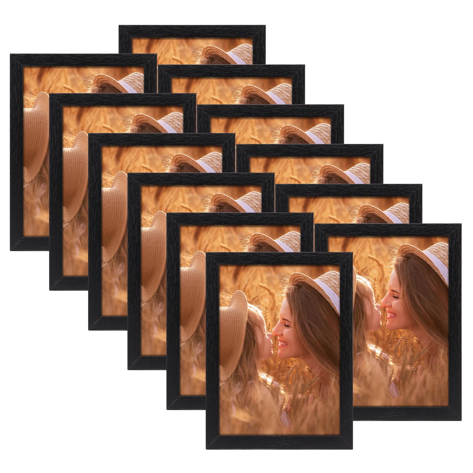 Set of 12 Black Picture Frames 13 x 18 cm Classic MDF for Photos, Pictures and M