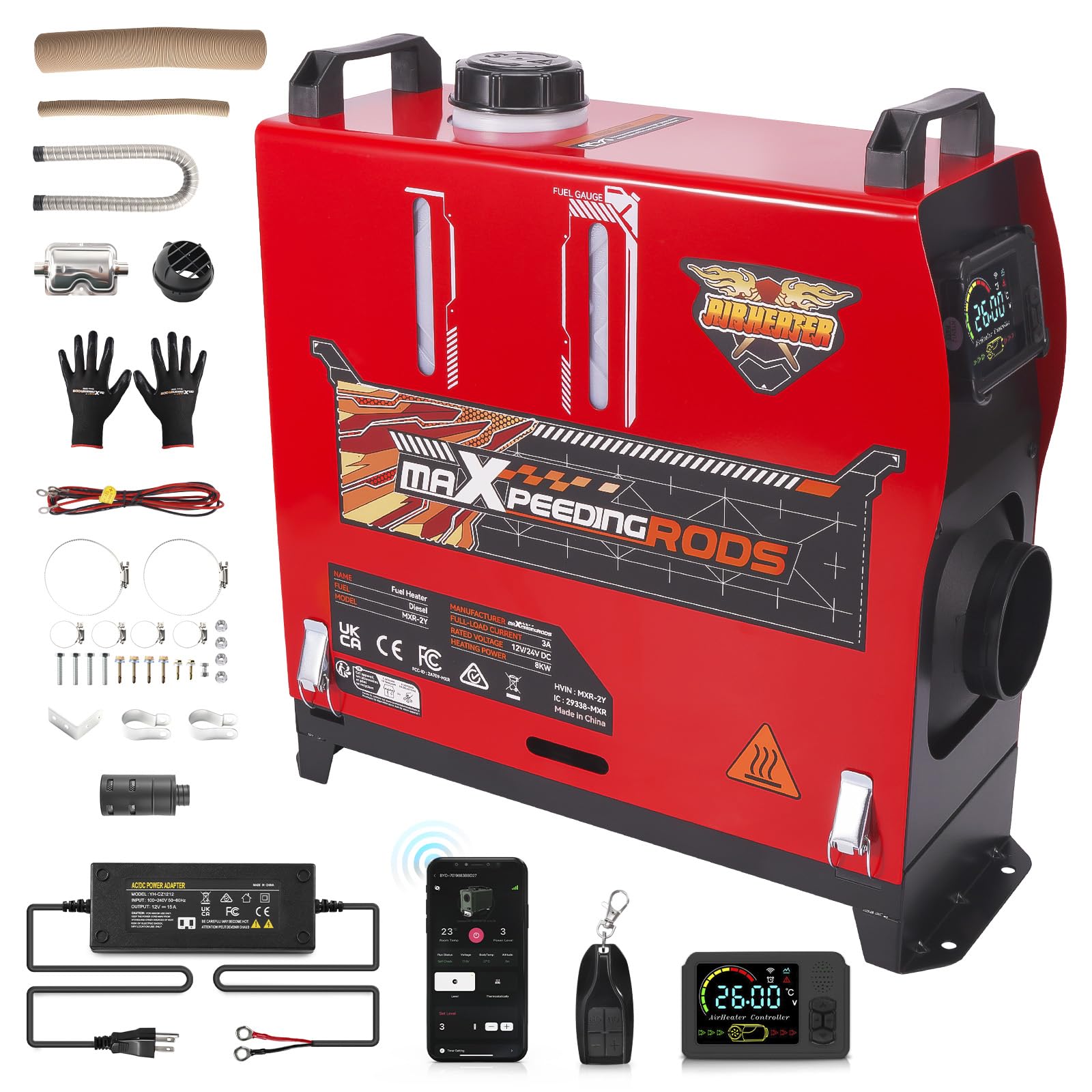 maXpeedingrods 5-8KW 12/24V/110V Diesel Heater，w/Bluetooth App Control | All-in-