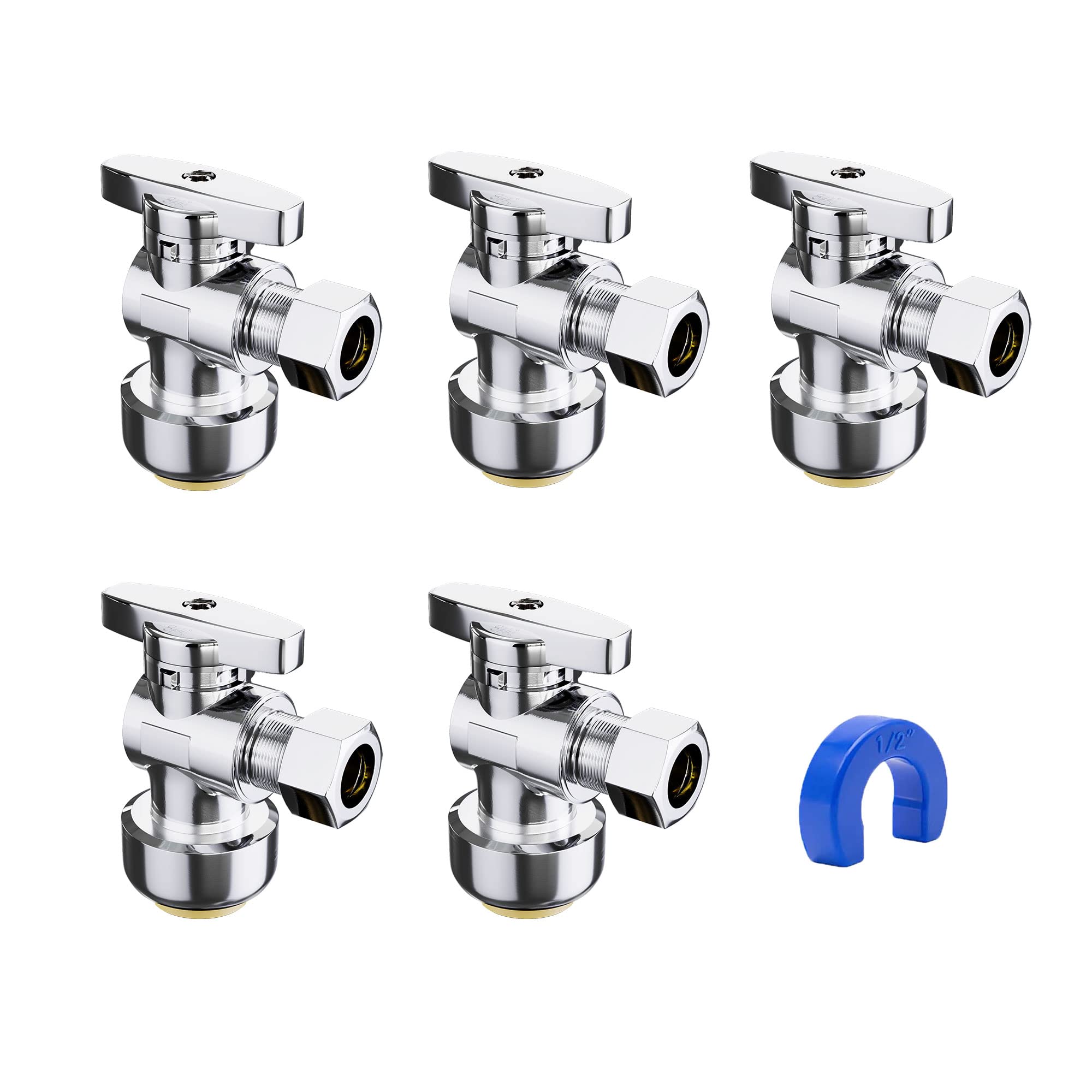 VINTEX 5-Pack Angle Stop Valve,1/2" Ptc x 3/8" OD Compression Angle Shut Off Val