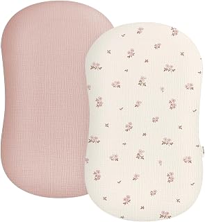 Baby Lounger Cover 2 Pack, Muslin Cotton Infant Lounger Cover, Covers Only | Vintage Blossom, Soft Breathable Muslin Cotton, Designed for Newborn and Infant Lounger Cover Boy and Girl, Envelope Closure
