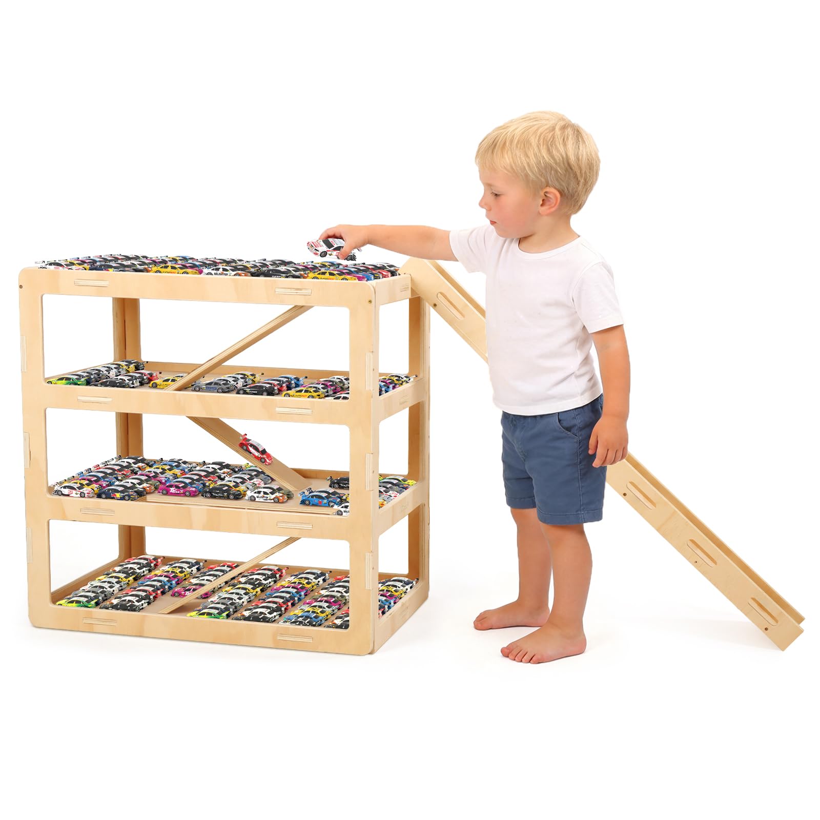 Essenhome 3-Tier Extra Large23.6*15.8*23.6 IN Wooden Toy Car Display Case Compat