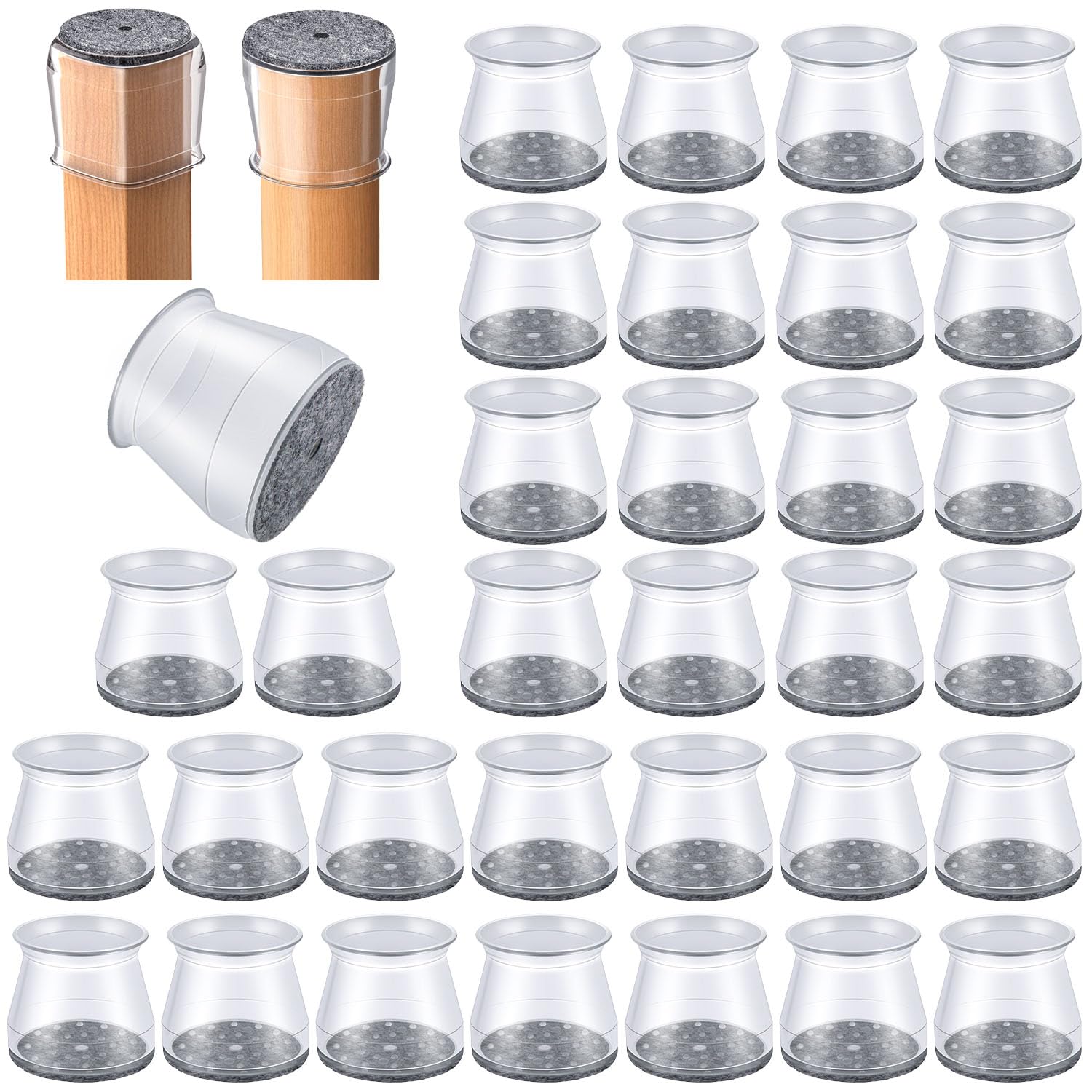 OASUM 32 Pcs Chair Leg Floor Protectors for Hardwood Floors Silicone Large | Fit