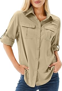 yeyity Women Blouse Breathable Casual UV Protection UPF 50 Long Sleeve