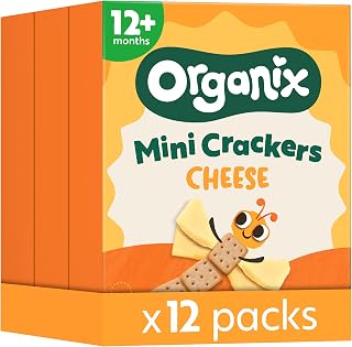 Organix Mini Organic Cheese Crackers, Multipack, 3 x (4 x 20 g) | Organic Snack, No Added Sugar, Suitable for 12+ Months, Vegetarian & Vegan Friendly