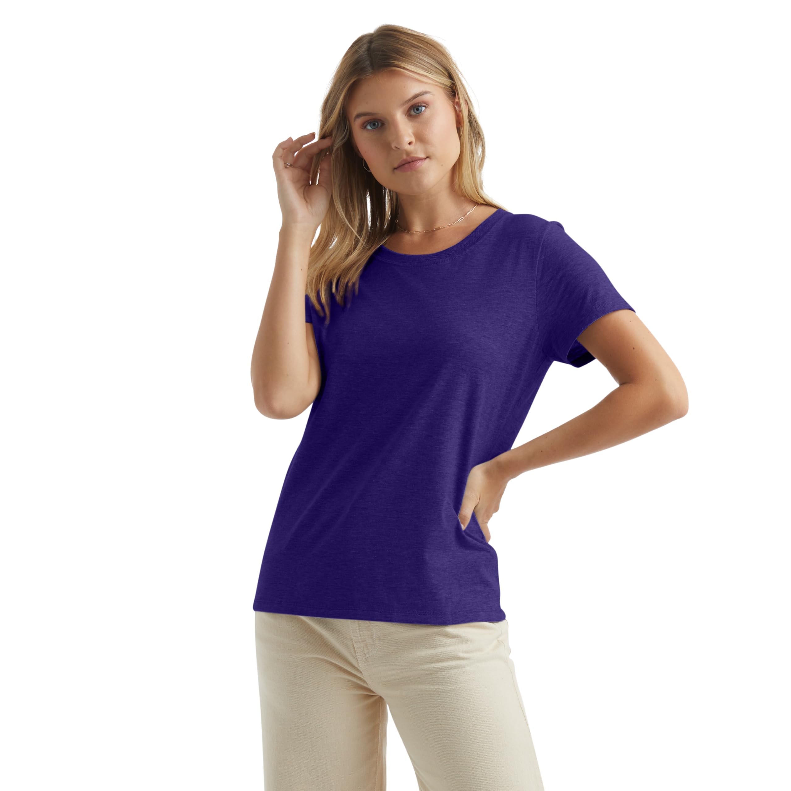 Hanes Women's Perfect-T Crewneck T-Shirt, Lightweight Cotton Short Sleeve Tee fo