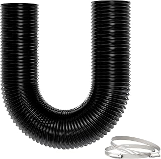 Yrichtra 75mm Heat Resistant Ducting, 2.5m Aluminium Flexible Ventilation Ducting, Noise Dampening 3 Inch Tumble Dryer Vent Hose for Diesel Heater, Extractor Fan, Black