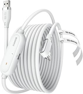 AMVR 16FT(5M) Link Cable with Charging Compatible with Meta Quest 3/3S/Pico 4 Accessories and PCVR/SteamVR. USB 3.0 to USB C Link Cable with 5Gbps Super Speed, Charge & Link Simultaneously