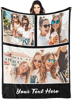 Customized Blanket with Photos Text Personalized Custom Picture Blankets Gifts Personalized Blankets and Throws for Friend Sister Besties