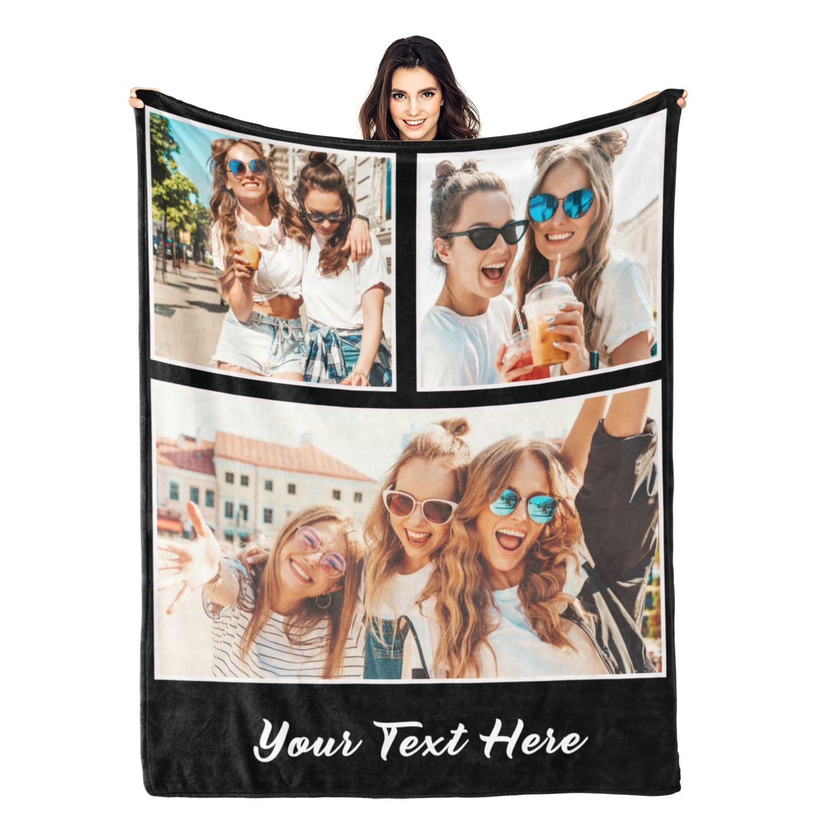 Customized Blanket with Photos Text Personalized Custom Picture Blankets Gifts P