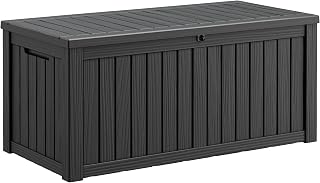 WTFGO Outdoor Storage Bench, 150 Gallon Deck Box Outdoor Waterproof Storage | Large Outdoor Storage Box Lockable Patio Storage Bench Patio Furniture Seating For Garden Pool Porch Patio Cushions Tools