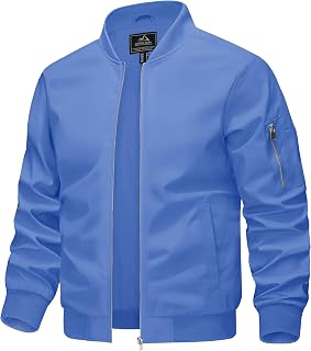 KEFITEVD Men's Lightweight Thin Bomber Jacket with Sleeve Pocket, Blouson Jacket, Transition Jacket, Stand-Up Collar, US Aviator Jacket with Inner Pocket