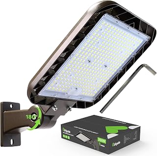 Glitgate LED Parking Lot Light - 200W 30,000LM Adjustable Arm Mount | Dusk-to-Dawn Photocell, 100-277V, 5000K IP65 Waterproof Commercial Street Area Lighting for Parking Lots, Roads, Driveways