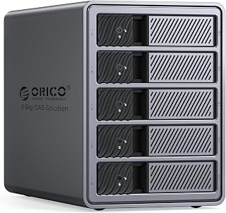 ORICO Aluminum Enclosure for 5 Hard Drives, USB 3.0 Docking Station for 3.5 Inch SATA HDD, Compatible with MacOS and Windows (9858U3)