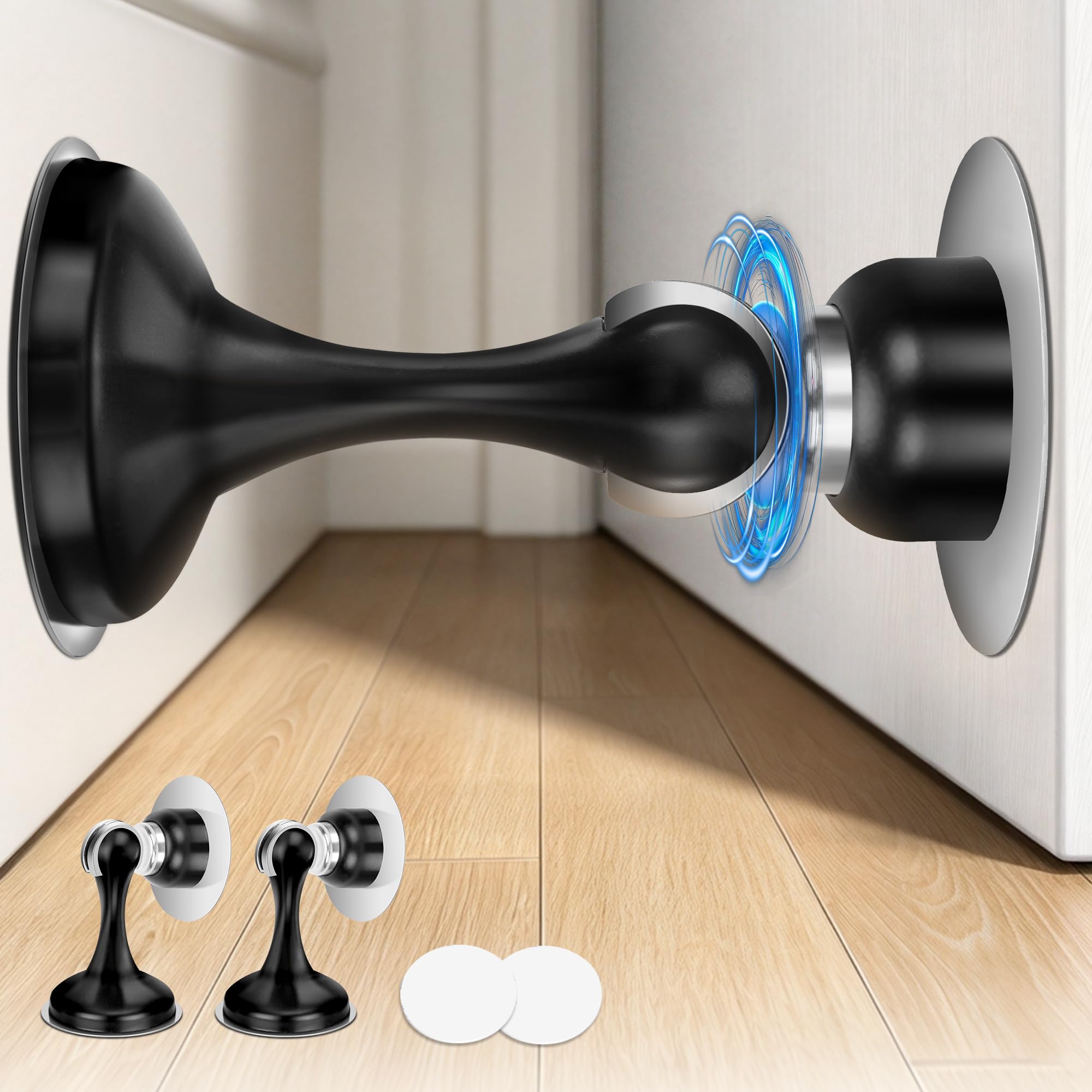 Crosize Magnetic Door Stoppers 2 Pack, Stainless Steel Door Stops, Wall-Mounted 