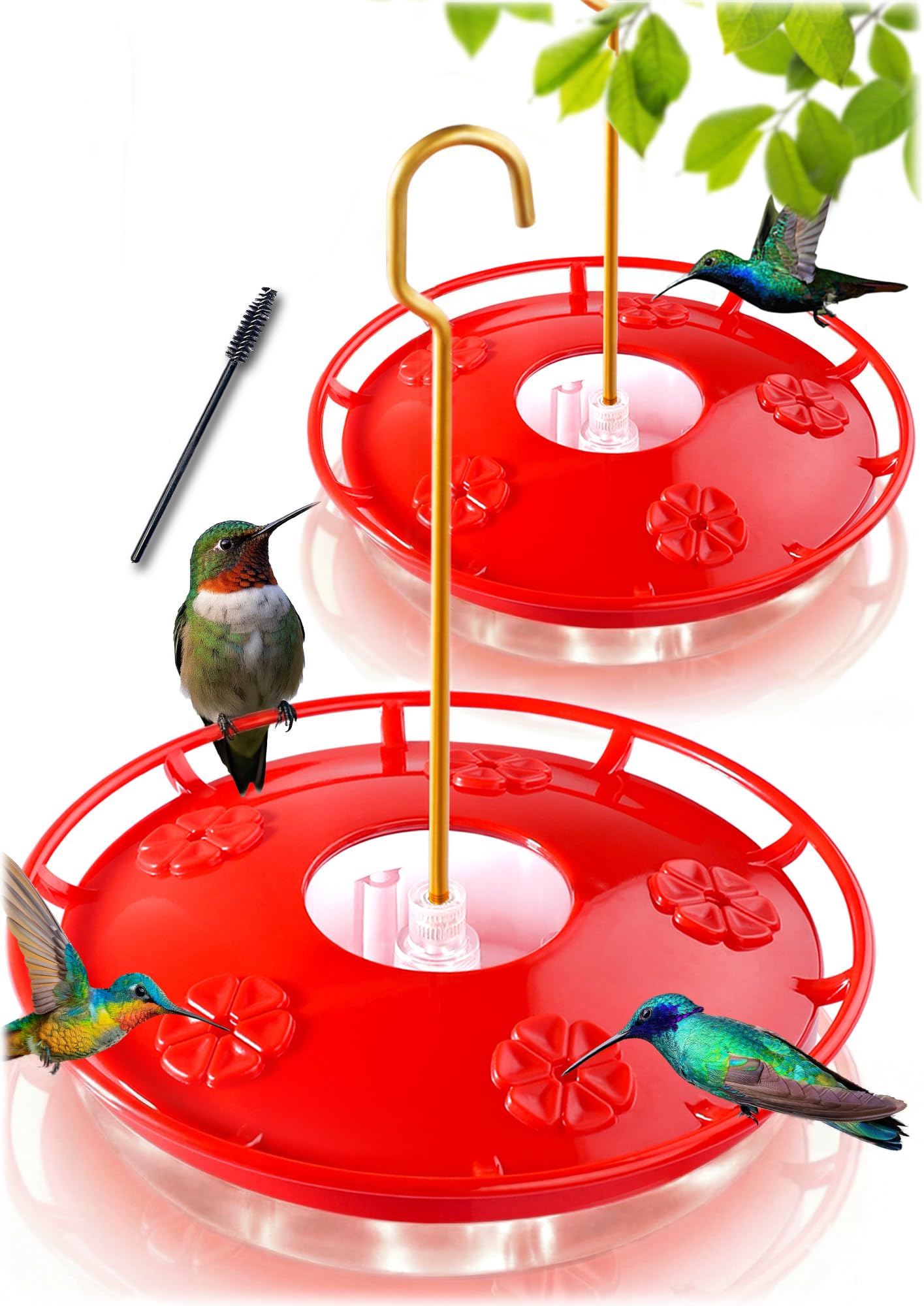eWonLife 2 Pack 16 oz Saucer Hummingbird Feeders for Outdoors, Garden Decor | Bu