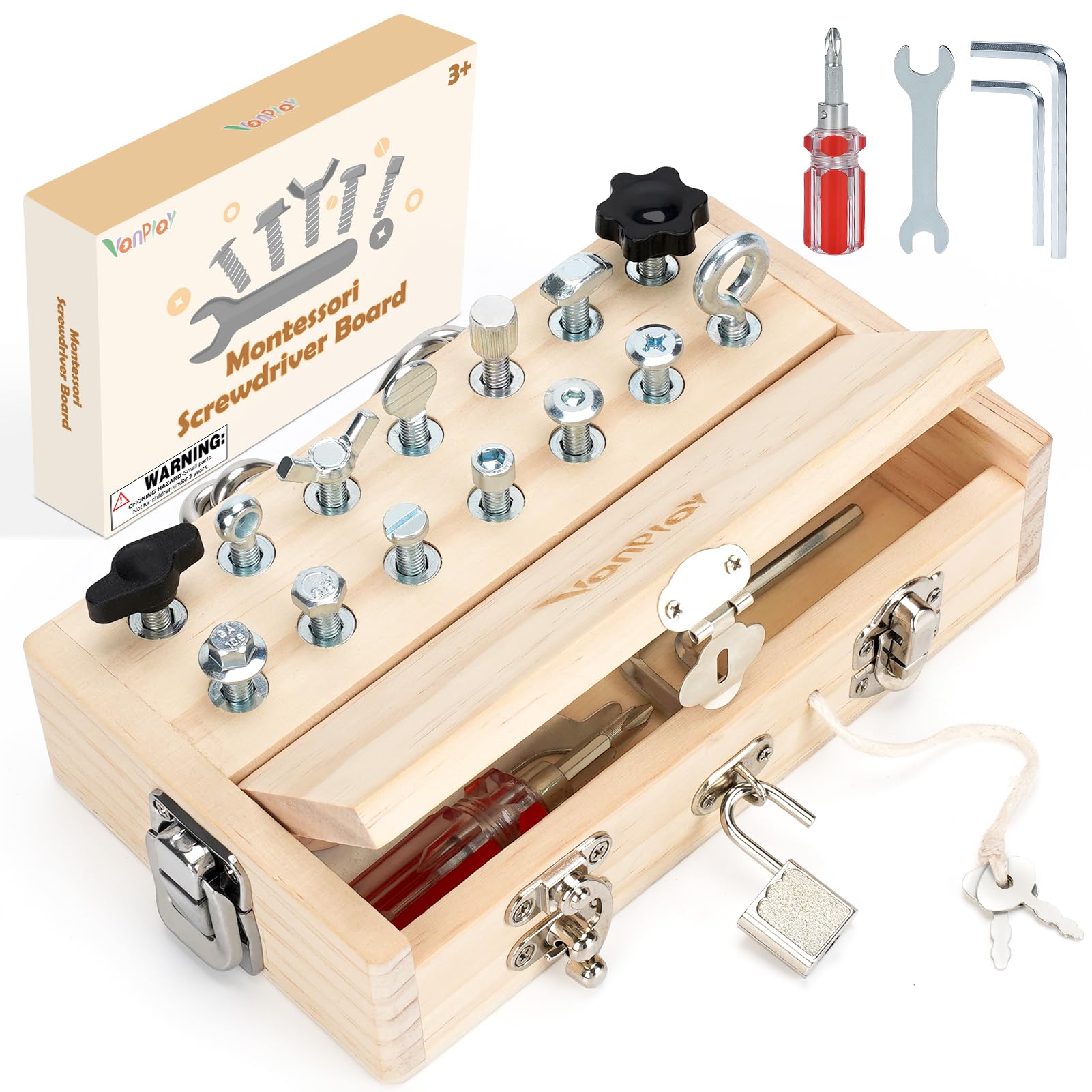 Vanplay Montessori Busy Board Toys for 3 4 5 Year Olds Boy Birthday Gifts | Scre
