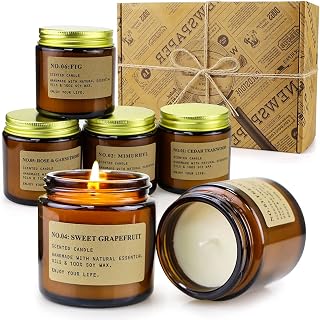 YMing Bougies Parfumées Cadeaux pour Femme, Paquet de 6 Bougies de 4 oz, Bougies en Cire de Soja à Longue Brûlure Bougies d'Aromathérapie pour Soulagement du Stress, Anniversaires, Yoga