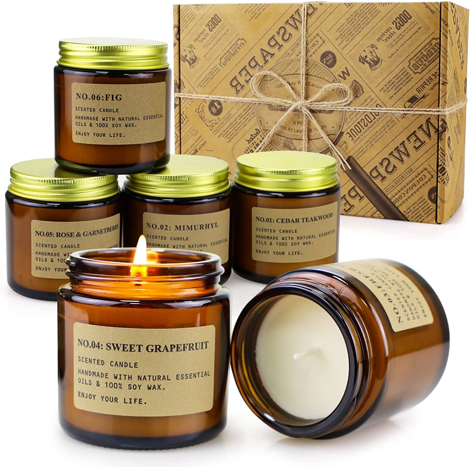 YMing Bougies Parfumées Cadeaux pour Femme, Paquet de 6 Bougies de 4 oz, Bougies