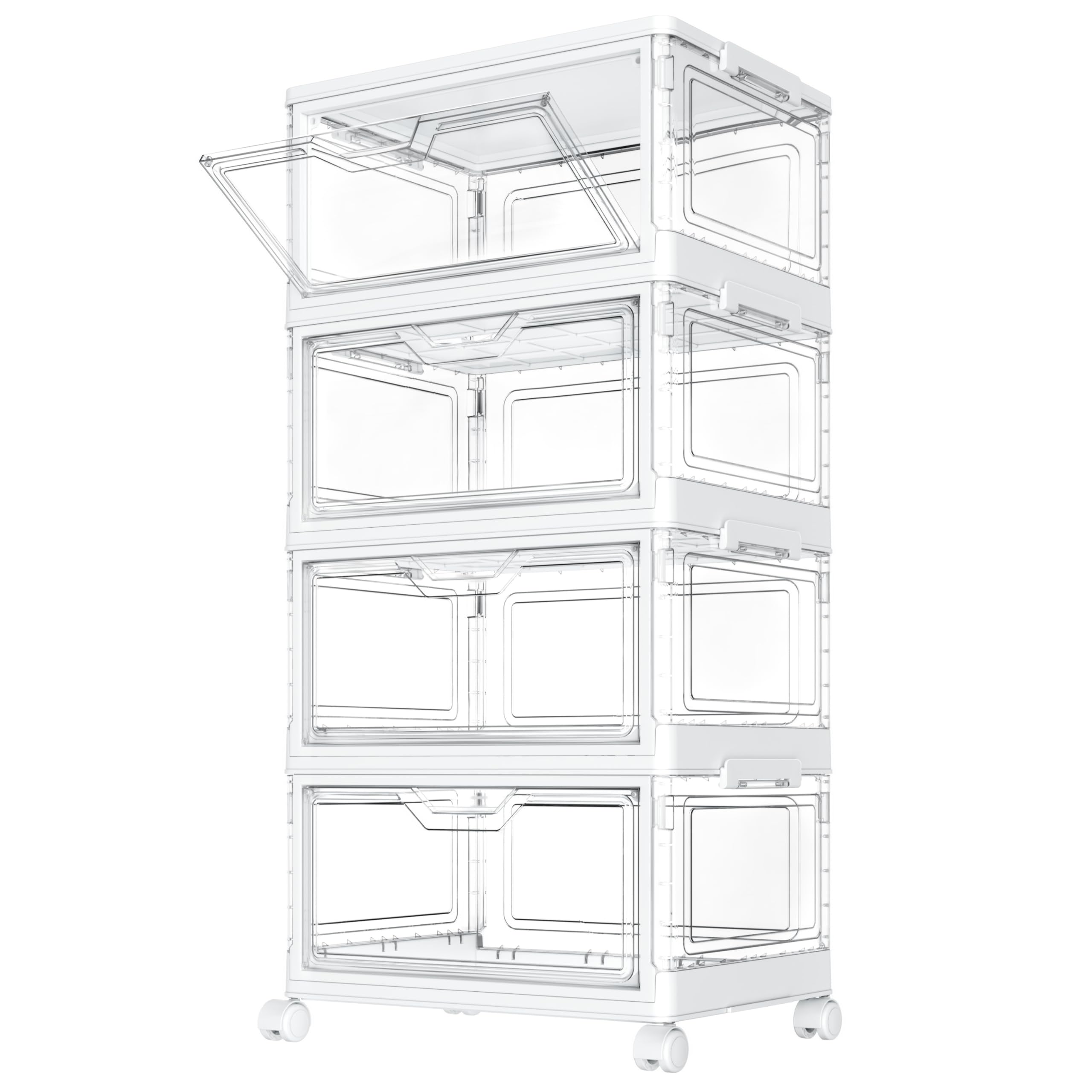 StowBin Storage Boxes with Lid,Plastic Storage Bins with 1 Lid,23L*4 Tier | Clea